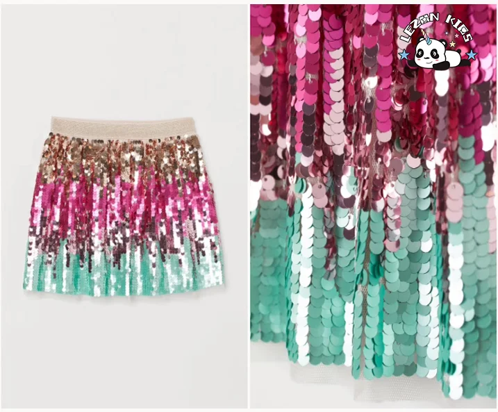 LEZONKIDS - Customized Children's Skirt Sequined Print Princess Skirt Birthday Party  Girls Skirt